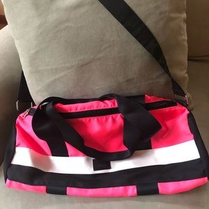 PINK Black & Neon Pink Duffle Bag